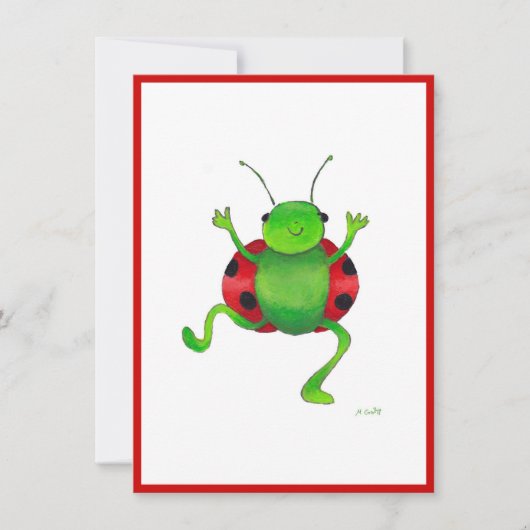 Dansende "ladybug"-uitnodiging kaart (Voorkant)