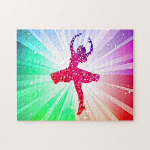 Dansende lampen puzzel met mooie danser.