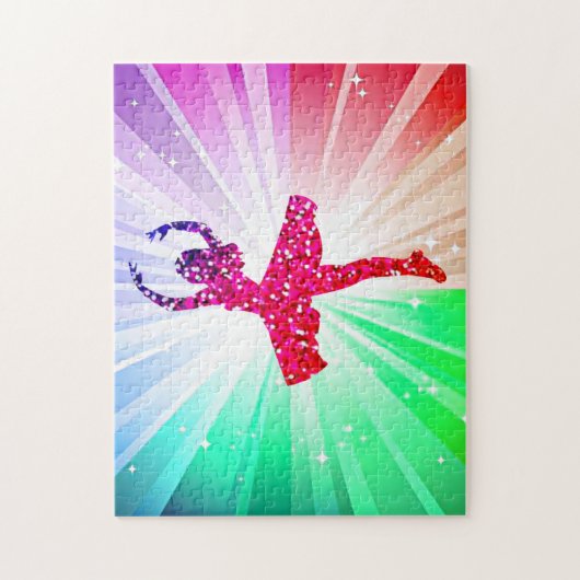 Dansende lampen puzzel met mooie danser. legpuzzel (Verticaal)