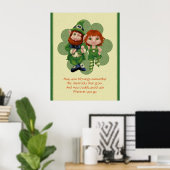 Dansende Leprecauns Pixel Art St. Patrick's Day Poster (Thuiskantoor)
