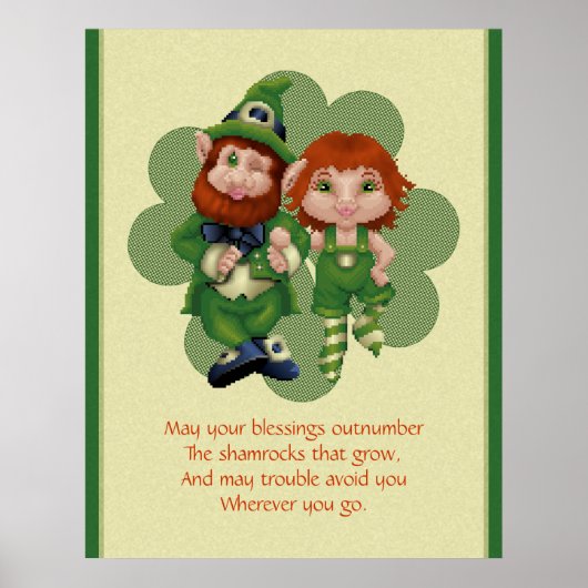 Dansende Leprecauns Pixel Art St. Patrick's Day Poster (Voorkant)