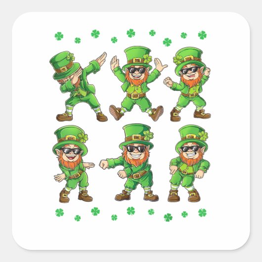 Dansende Leprechauns St. Patrick's Day Vierkante Sticker (Voorkant)