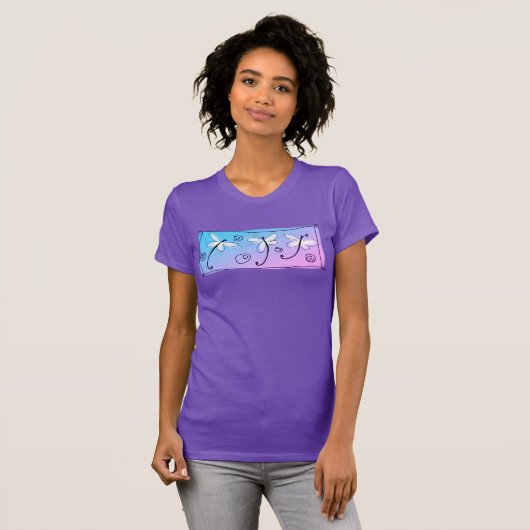 Dansende libellen Abstracte oorbare kunst T-shirt (Voorkant volledig)