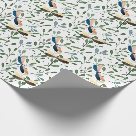 Dansende Libellen vrolijk zomer bladpatroon  Cadeaupapier (Hoek)