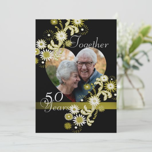 Dansende Madeliefjes/ 50ste verjaardag Kaart (Staand voorkant)