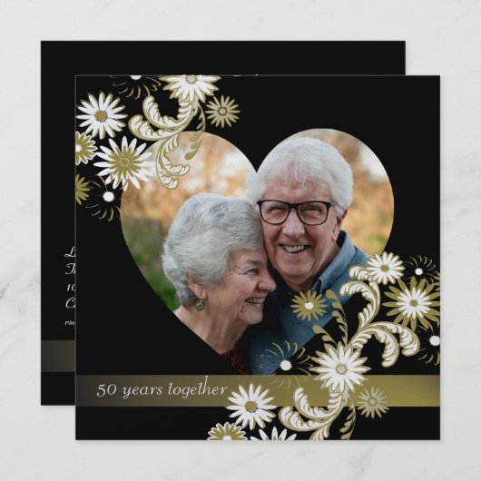 Dansende madeliefjes/ Gouden jubileum Kaart (Voorkant / Achterkant)