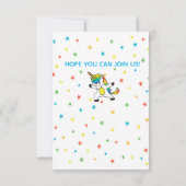 Dansende Magische Unicorn Rainbow & Stars Invite Kaart (Achterkant)