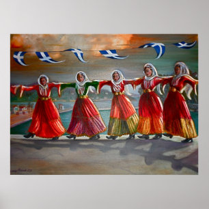 "Dansende Maidens, Skiathos" Poster