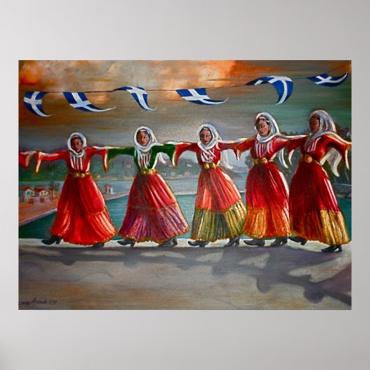 "Dansende Maidens, Skiathos" Poster (Voorkant)