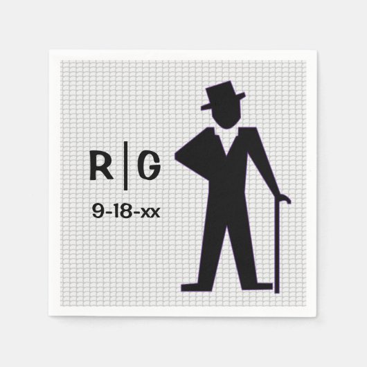 Dansende Man Silhouet Top Hoed & Cane Custom Servet (Voorkant)