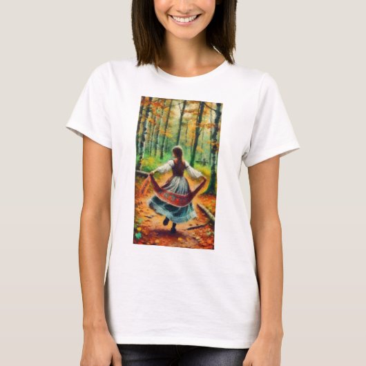 Dansende meid in het bos t-shirt (Voorkant)