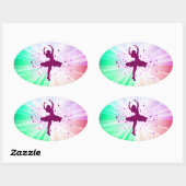Dansende meisje glanzende ovale stickers voor kind (Vel)