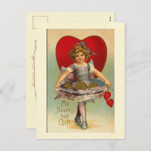 Dansende Meisje Hart Valentijn Feestdagenkaart (Voorkant / Achterkant)