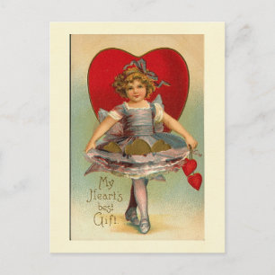 Dansende Meisje Hart Valentijn Feestdagenkaart