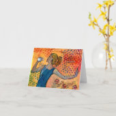 Dansende Meisje met Muziek Notecard Kaart (Gele Bloem)