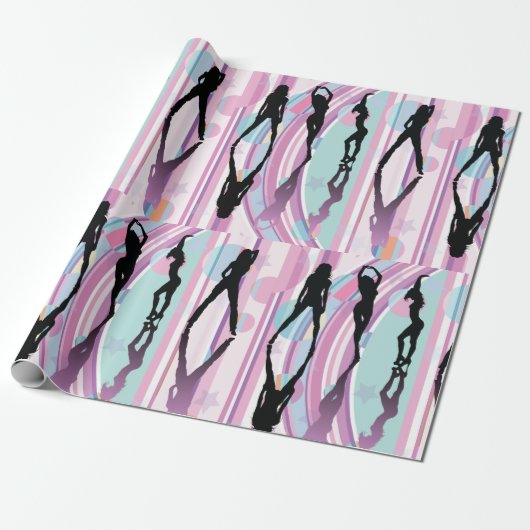 Dansende meisjes cadeaupapier (Uitgerold)