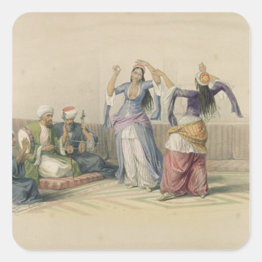 Dansende meisjes in Caïro, uit 'Egypte en Nubia' Vierkante Sticker (Voorkant)