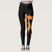 Dansende meisjes in hartvorm vuur op zwarte leggin leggings (Voorkant)