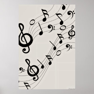Dansende Melodieën: Stromend Patroon van Muzikale Poster