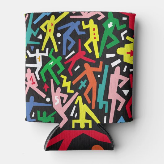 Dansende mensen, doodle set patroon. blikjeskoeler (Voorkant)