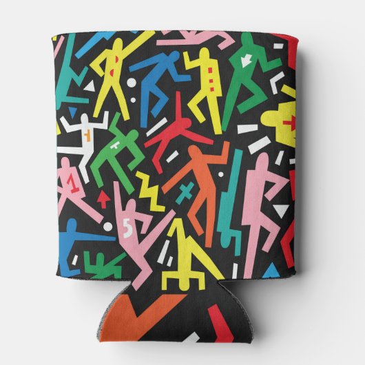 Dansende mensen, doodle set patroon. blikjeskoeler (Achterkant)