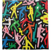Dansende mensen, doodle set patroon. douchegordijn (Voorkant)