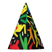 Dansende mensen, doodle set patroon. feesthoedjes (Achterkant)