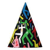 Dansende mensen, doodle set patroon. feesthoedjes (Links)