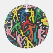 Dansende mensen, doodle set patroon. glas ornament (Voorkant)