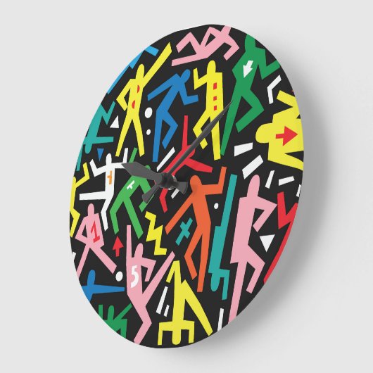 Dansende mensen, doodle set patroon. grote klok (Hoek)