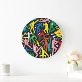 Dansende mensen, doodle set patroon. grote klok (Huis)