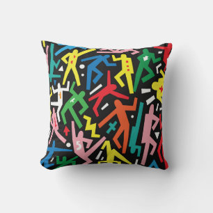 Dansende mensen, doodle set patroon. kussen