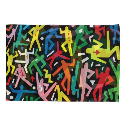 Dansende mensen, doodle set patroon. kussensloop (Achterkant)