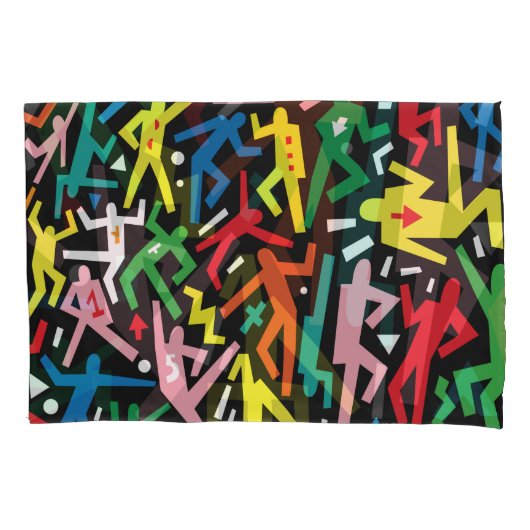 Dansende mensen, doodle set patroon. kussensloop (Voorkant)