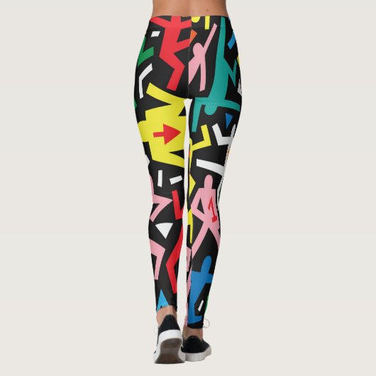 Dansende mensen, doodle set patroon. leggings (Achterkant)
