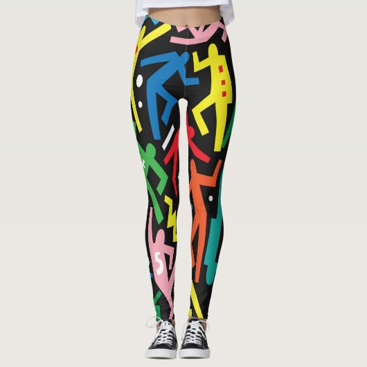 Dansende mensen, doodle set patroon. leggings (Voorkant)