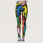 Dansende mensen, doodle set patroon. leggings (Voorkant)