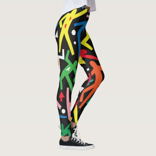 Dansende mensen, doodle set patroon. leggings (Rechts)