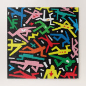 Dansende mensen, doodle set patroon. legpuzzel (Horizontaal)