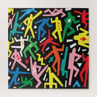 Dansende mensen, doodle set patroon. legpuzzel