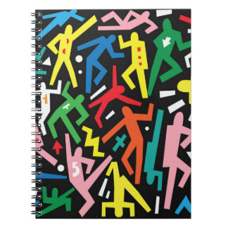 Dansende mensen, doodle set patroon. notitieboek