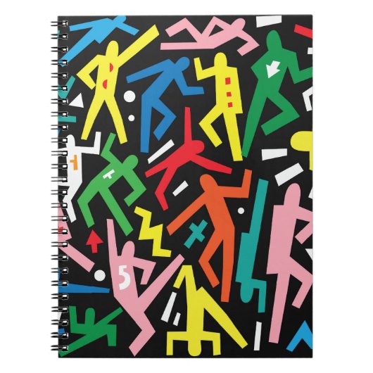 Dansende mensen, doodle set patroon. notitieboek (Voorkant)