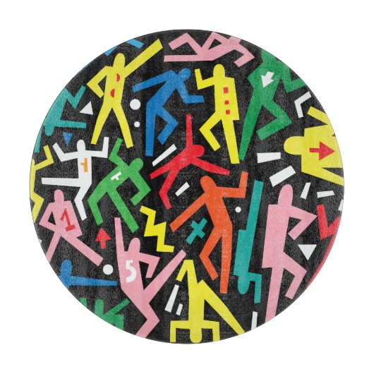 Dansende mensen, doodle set patroon. snijplank (Voorkant)