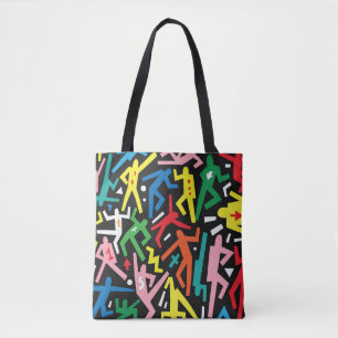 Dansende mensen, doodle set patroon. tote bag