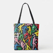 Dansende mensen, doodle set patroon. tote bag (Achterkant)