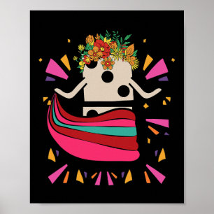 Dansende Mexicaanse trein Domino Tegel Flowers Fun Poster