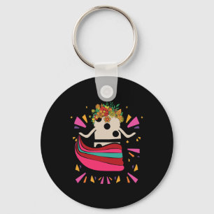 Dansende Mexicaanse trein Domino Tegel Flowers Fun Sleutelhanger