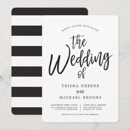 Dansende minimalistische bruiloft kaart (Voorkant / Achterkant)