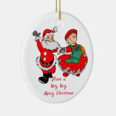 Dansende Mr. en Mrs. Santa Heel Merry Kerstmis Keramisch Ornament (Rechts)