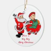 Dansende Mr. en Mrs. Santa Heel Merry Kerstmis Keramisch Ornament (Links)